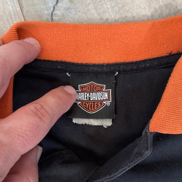 Harley-Davidson Black and Orange Polo Mens Size Large - Picture 6 of 10